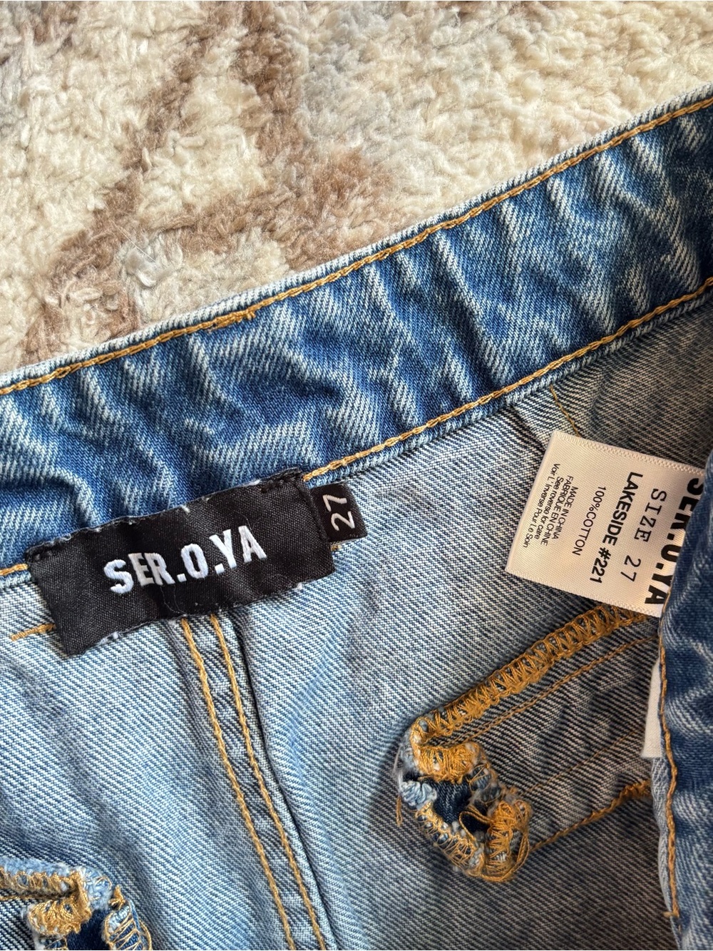 SER.O.YA Kapa A-Line Skirt in Lakeside Denim Mini Jean 100% Cotton Medium Wash - Picture 6 of 6